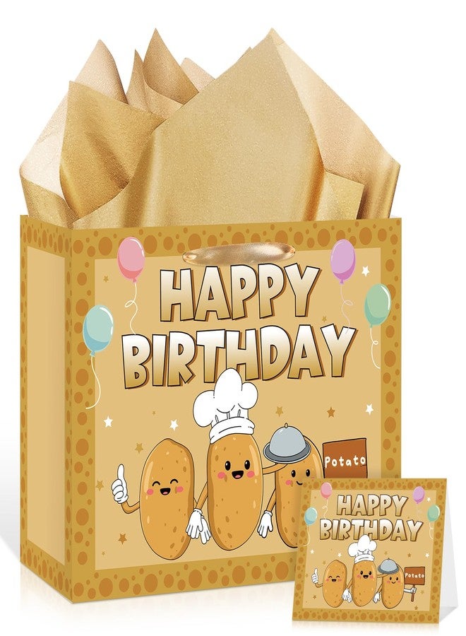 Woosytoo Potato Gift Bag for Kids for Kids Boys Girls Large Potato Birthday Favor Bag with Wrapping Paper Card for Potato Birthday Party Decorations Baby Shower Christmas Decor Supplies - Image 1